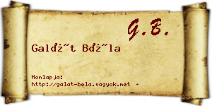 Galát Béla névjegykártya